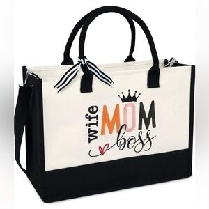 💕13oz Canvas Tote Bag With Zipper Reusable Eco-friendly💕